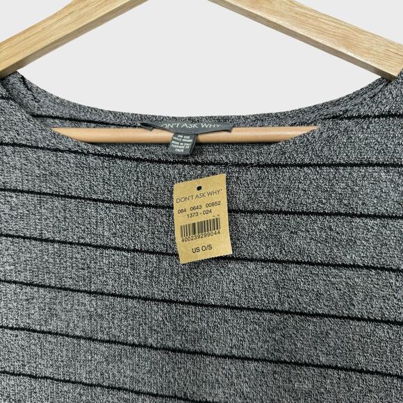 AE Dont Ask Why Striped Crop Sweater One Size Gray Black Boat Neck Minimalist - Picture 3 of 5